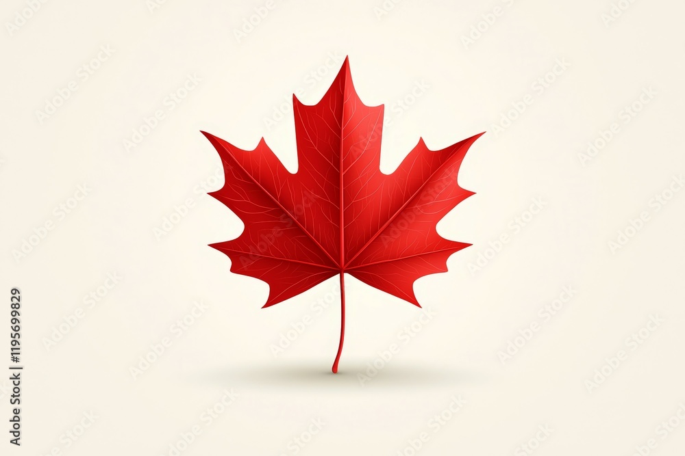 Poster red maple leaf is the main focus of the image