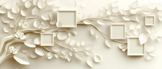 Clean white genealogical family tree template with blank empty cells on white background,personal history, ancestry, heritage