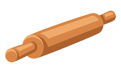 Illustration of rolling pin. Stylized bakery object for cooking recipe and menu.