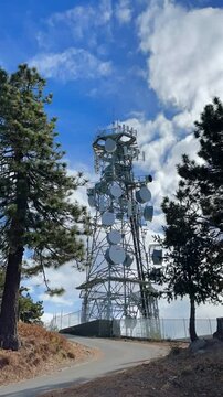 Timelapse of clouds over a tower