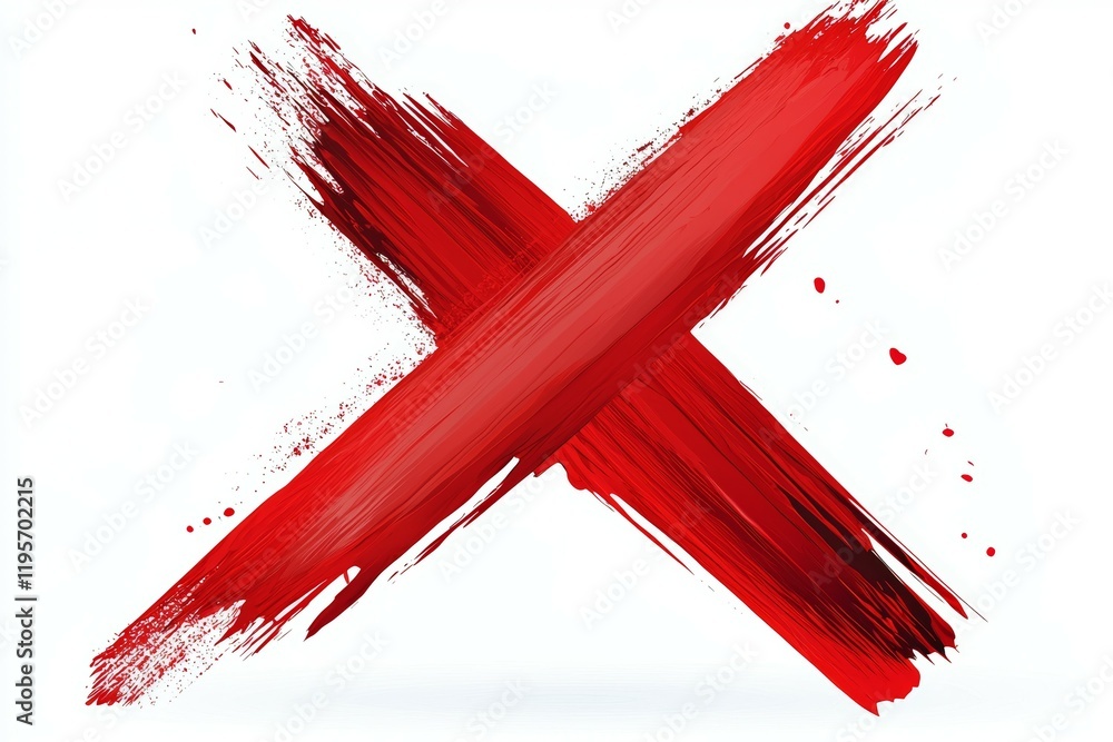 Poster the red x is splattered with paint, creating a chaotic and aggressive appearance