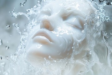 Obraz premium Cosmetic face mask emerging from gentle splashing water