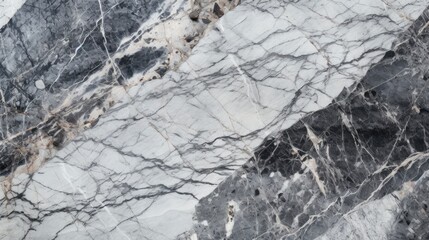 Naklejka premium Top View Granite Stone Texture: White Marble Table or Wall Background with Black Rock Pattern