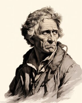 Vintage Engraving Portrait of Daniel Boone, the Famous Man of Old