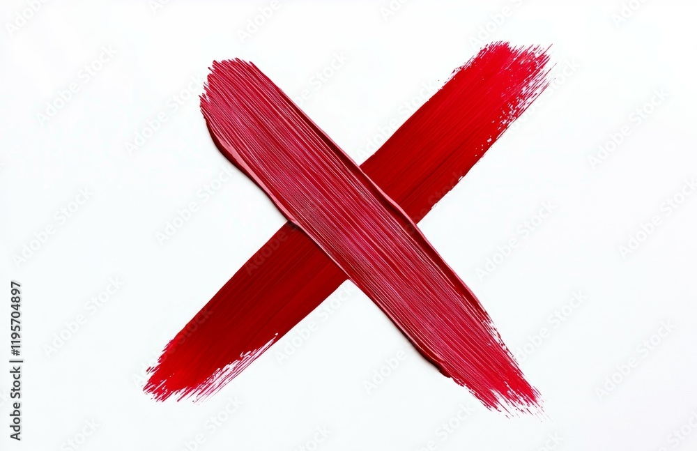 Poster red line is drawn across a white background, creating an x shape