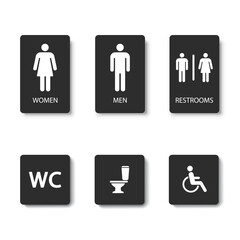 WC sign set. Flat vector illustration. White background.