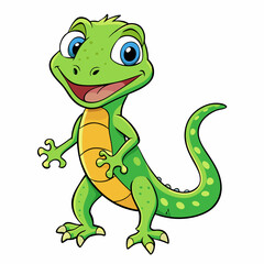 Naklejka premium green chameleon cartoon