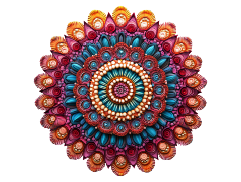 Vibrant 3D Mandala Design Composed of Geometric Shapes