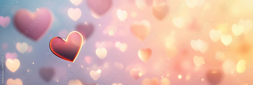 Aufkleber blurred pink and gold hearts floating on a pastel background creating a romantic atmosphere perfect 