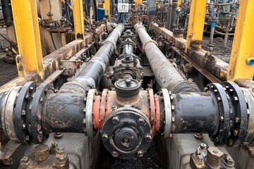 Industrial Piping System with Rusty Connections