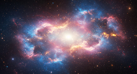 Obraz premium Stunning Nebula Space Scene: Cosmic Clouds and Stellar Brilliance