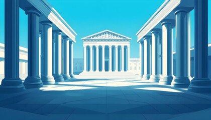 Obraz premium The Pillars of Government: A historic building, such as the White House or the Supreme Court, with columns supporting its facade.