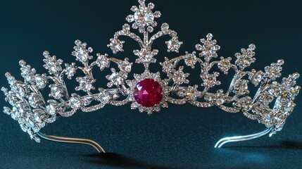 Diamond Ruby Crown, Dark Background, Jewelry,  Luxury