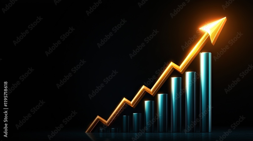 Poster analyzing growth trends in business metrics financial sector infographic dark theme graph perspectiv