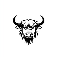 Fototapeta premium Black and white yak head logo design