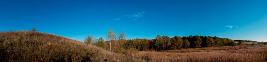 Panoramic nature landscape, soft pastel colors, dream nature, sunset autumn background, peaceful amazing nature panorama