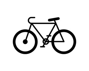 Simple black bicycle icon, perfect for websites, apps, or infographics needing a clean, minimalist design.  Versatile and easily adaptable to various styles.