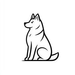 Fototapeta premium Sitting dog silhouette, profile view, white background, simple design for logo or icon