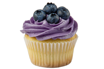 a cupcake with purple frosting and blueberries on top PNG image, PNG file, Generative art.