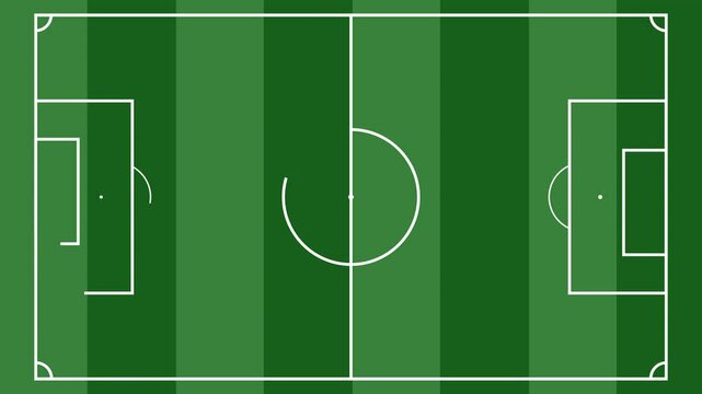 Animated soccer pitch Association Football grass field with drawn line markings [4K]
