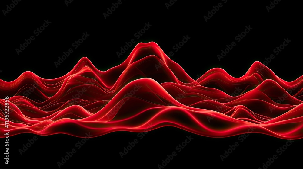 Aufkleber Dynamic red wave patterns in abstract art digital creation studio environment visual representation