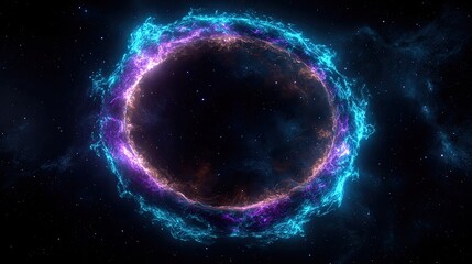 Obraz premium Cosmic energy burst space digital art nebula wide angle abstract visualization