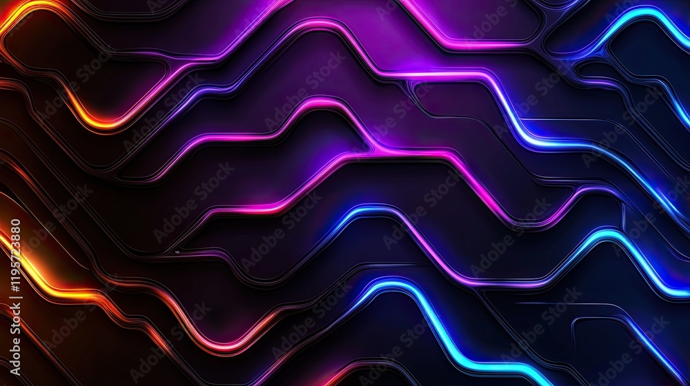 Aufkleber dynamic light waves in abstract design digital art colorful background modern environment high-contr