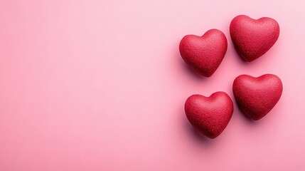 Obraz premium Red hearts on a pink background