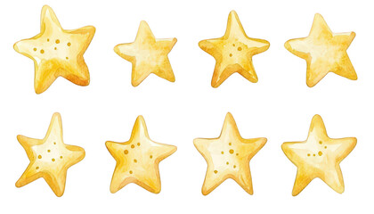 Golden Star Cookies Watercolor Illustration Sweet Treats Bakery Food Design Festive Dessert Holiday