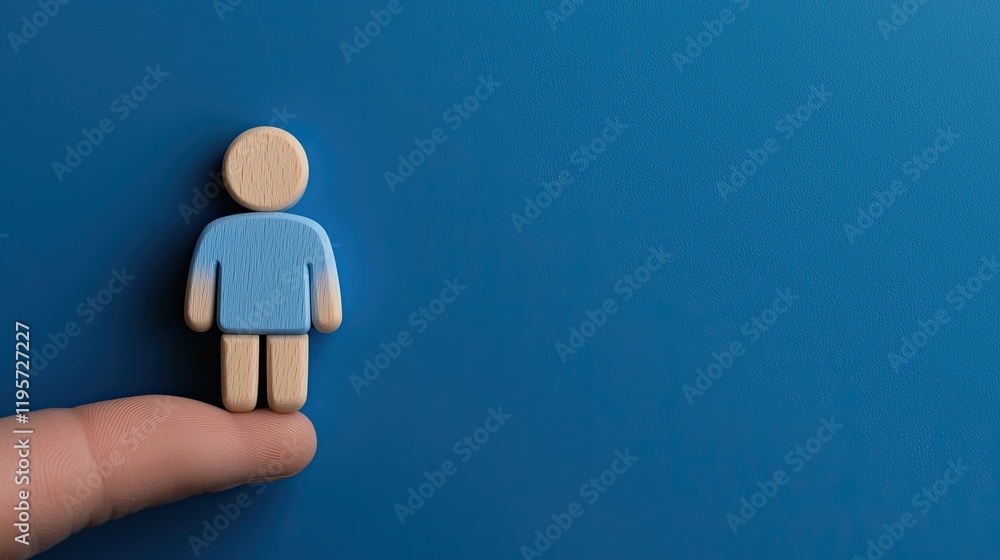 Poster creative representation of a human figure on finger minimalist concept studio setting focused view v