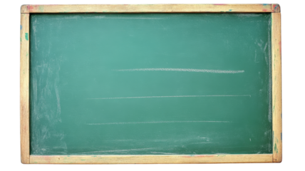 Green school chalkboard, isolated on transparent background