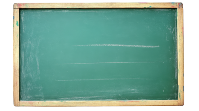 Green school chalkboard, isolated on transparent background