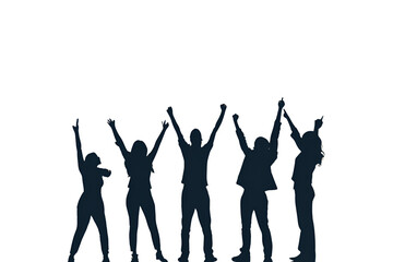 Expressing Togetherness: Silhouetted Crowd with Hands Raised in Joy and Unity Against a Radiant Backdrop