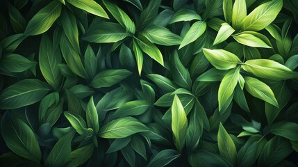 Obraz premium Lush green foliage with vibrant leaves in natural light