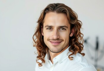 Portrait of a calm male with long hair