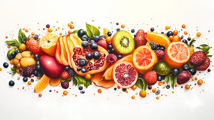 Graffiti food artistic representations of food items from fruits. Seaglade. Illustration