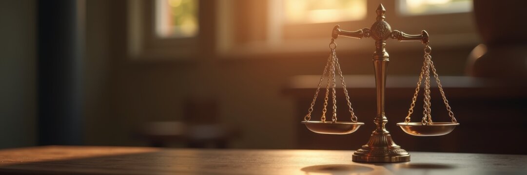 A close-up view of a classic scale of justice, symbolizing law, fairness, and balance, perfect for legal and business-related themes.