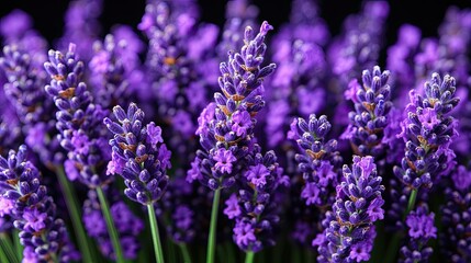 Close Up View of Beautiful Purple Lavender Flowers