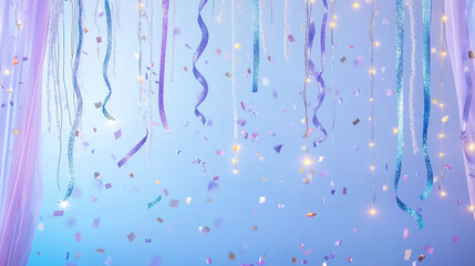 Festive Pastel Celebration with Confetti and Ribbons