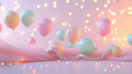 Pastel Balloons and Glitter Decor for a Celebration