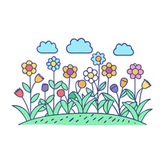 field of wildflowers vector icon, field of wildflowers vector illustration-simple illustration of field of wildflowers, perfect for field of wildflowers logos and icons and themed design 