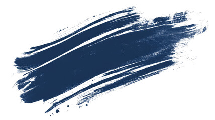 Indigo blue brush stroke, isolated on transparent background