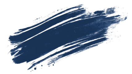 Indigo blue brush stroke, isolated on transparent background