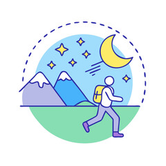 night hike vector icon, night hike vector illustration-simple illustration of night hike, perfect for night hike logos and icons and themed design 