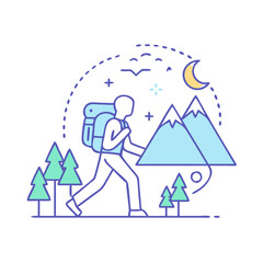 night hike vector icon, night hike vector illustration-simple illustration of night hike, perfect for night hike logos and icons and themed design 
