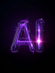 Glowing purple AI letters on dark background