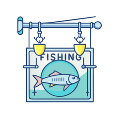 fishing tackle store sign icon, fishing tackle store sign vector,