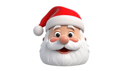 Jolly Santa Claus Head Christmas Festive Cheer 3D Cartoon Character Holiday Season Avatar Winter Celebration Icon