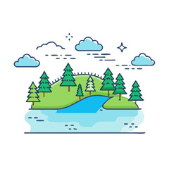 Naklejka premium freshwater lake vector icon, freshwater lake vector illustration-simple illustration of freshwater lake, perfect for freshwater lake logos and icons and themed design 