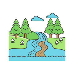 freshwater stream vector icon, freshwater stream vector illustration-simple illustration of freshwater stream, perfect for freshwater stream logos and icons and themed design 